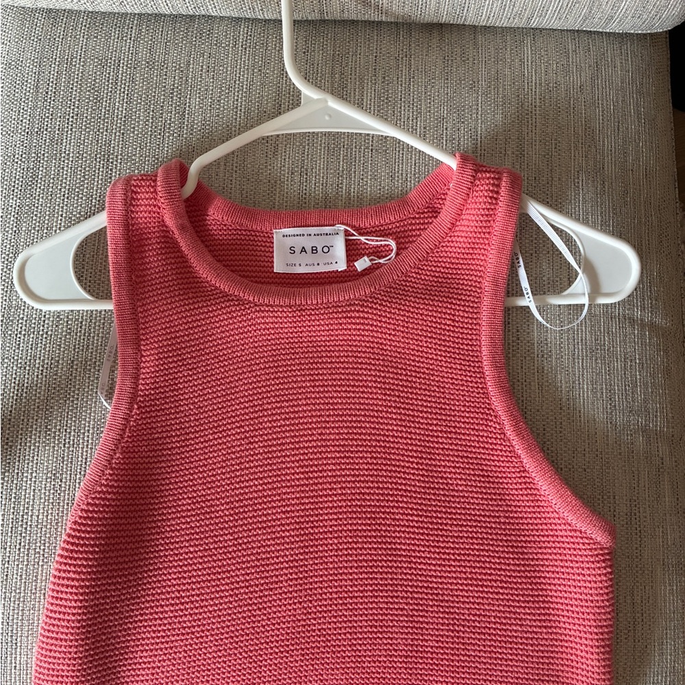 Sabo Pink Sleeveless Knit Crop Top and Skirt